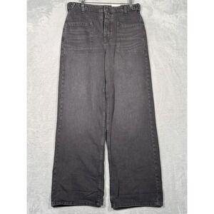 We The Free Palmer Cuffed Jeans Womens 27 Black High Rise Wide Leg Denim